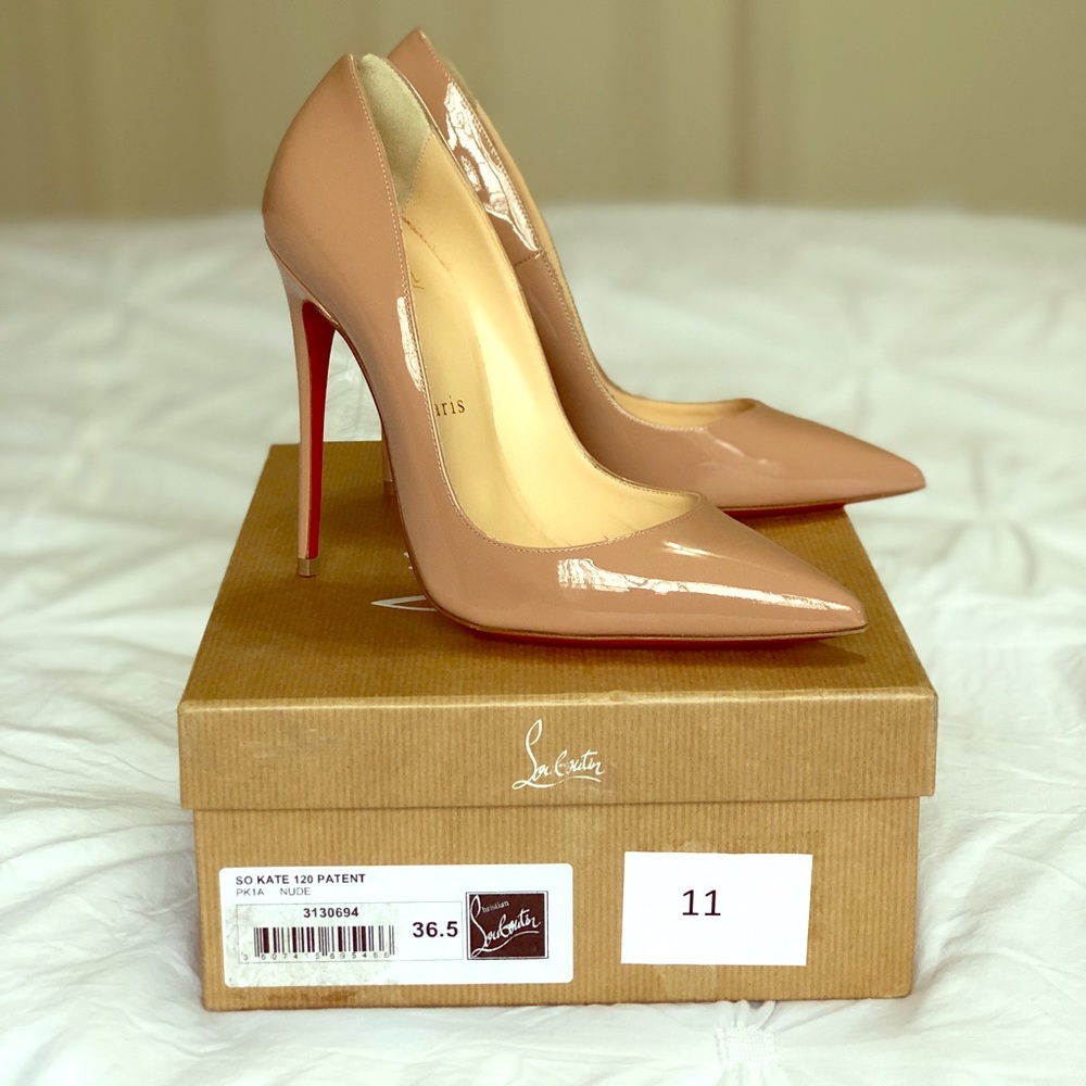 Christian Louboutin So Kate Nude Patent Pump